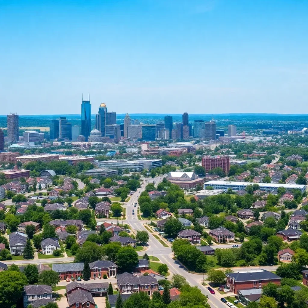 A panoramic view of Nashville skyline showcasing residential neighborhoods