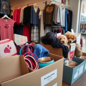 Pet supplies donations at Nashville store for animals affected by California wildfires.