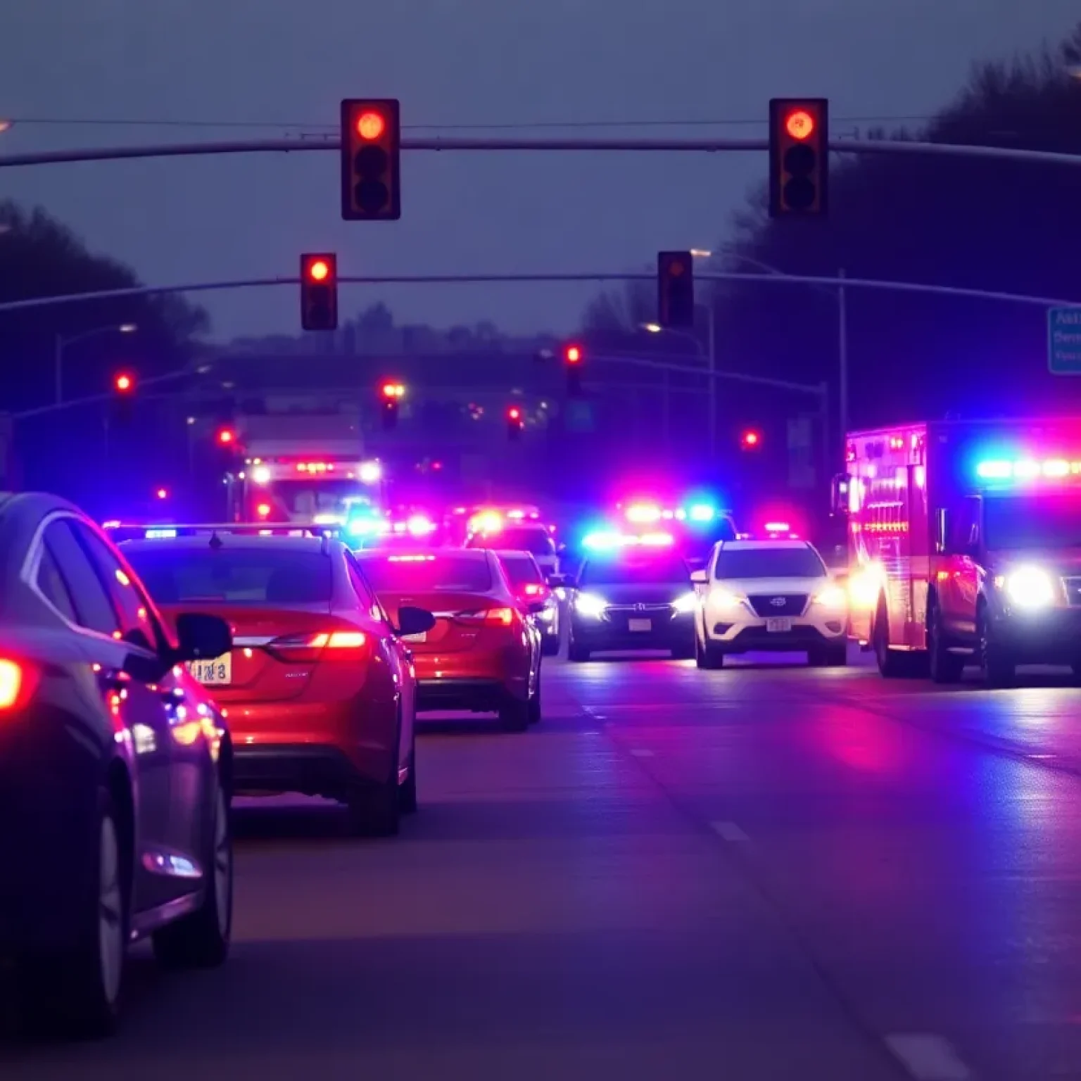 Emergency responders at a Nashville traffic accident scene