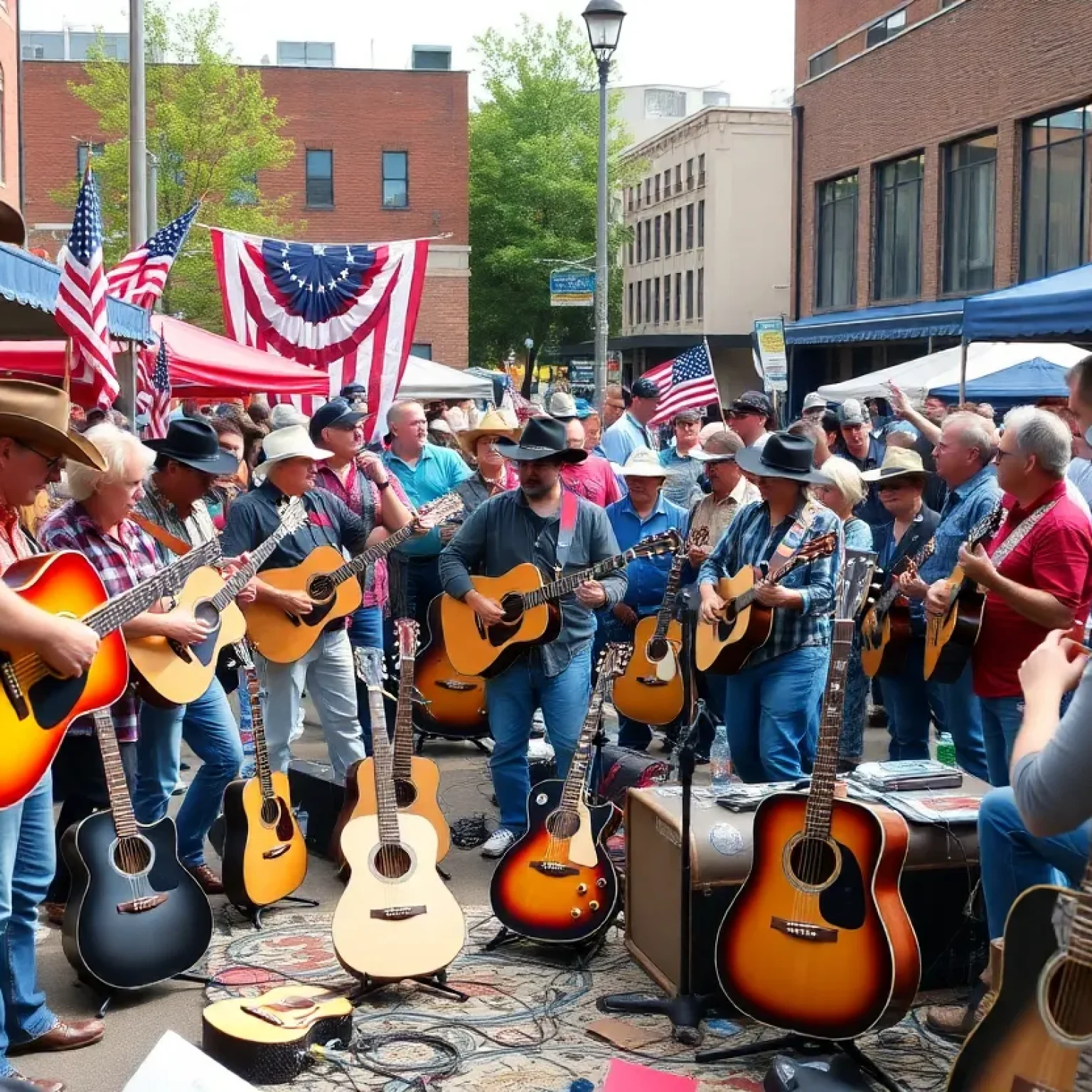 Gathering of musicians and fans celebrating Nashville's music legends