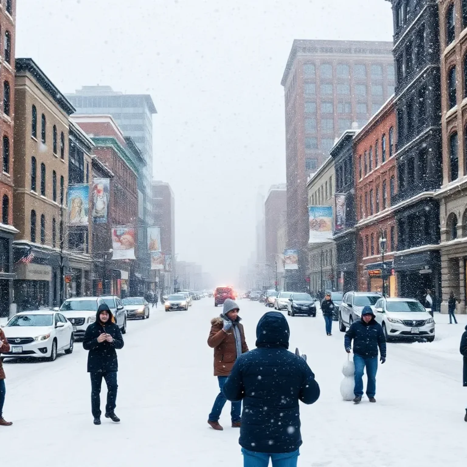 Snow-covered street in Nashville during a winter storm