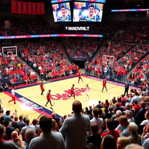 Ole Miss Rebels women's basketball team celebrating their victory against Vanderbilt Commodores.