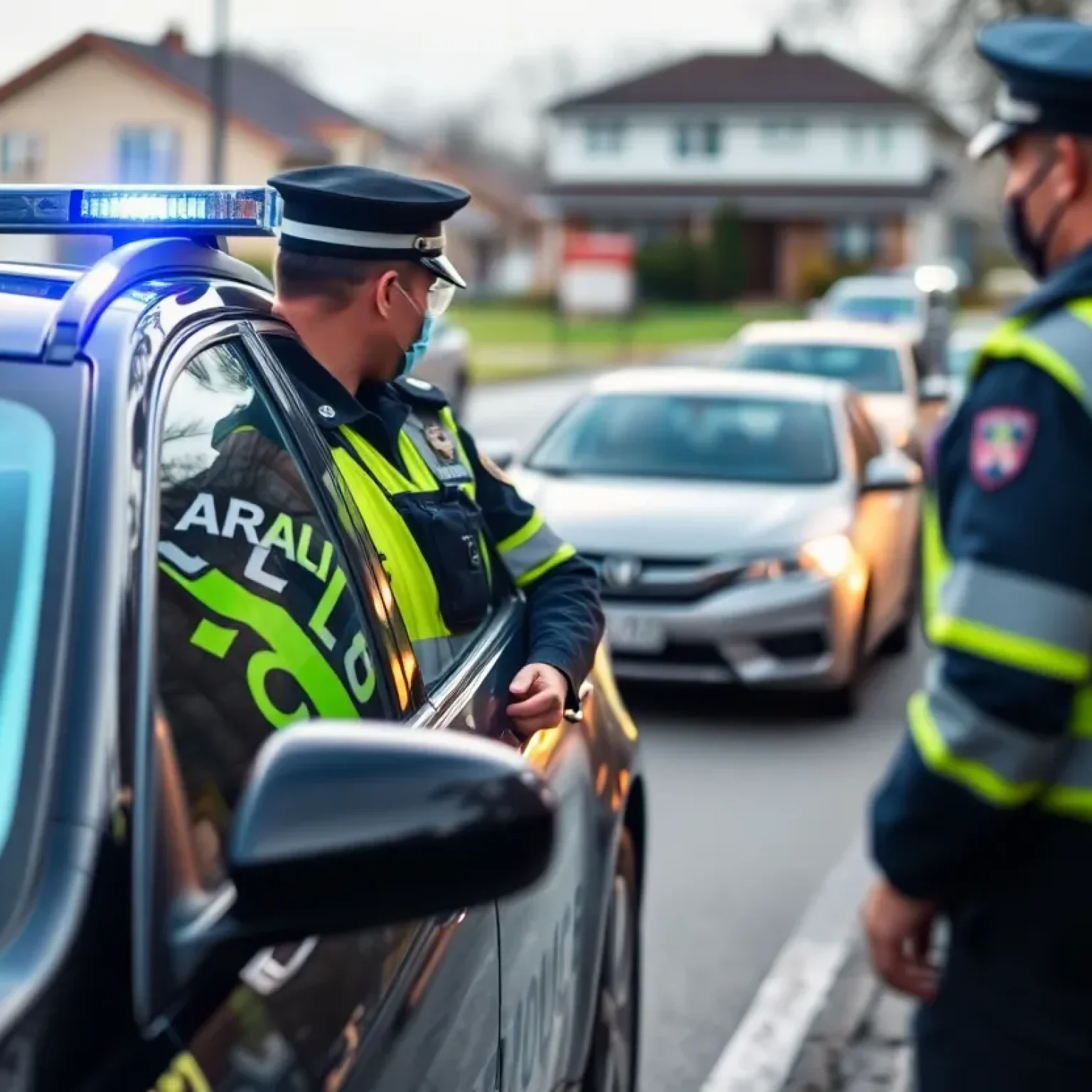 Police officers conducting a traffic stop in Sumner County