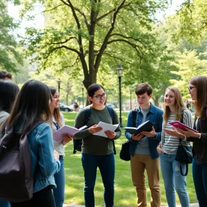 Group of students engaging in social activities at a park in Nashville