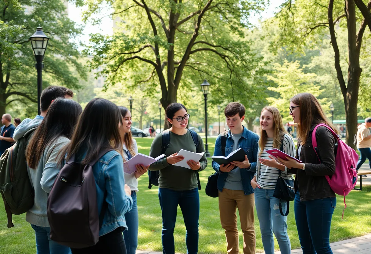 Group of students engaging in social activities at a park in Nashville