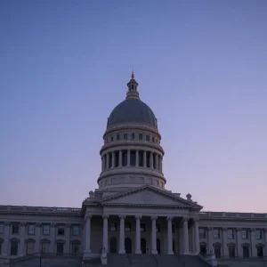 Tennessee State Capitol building at dusk