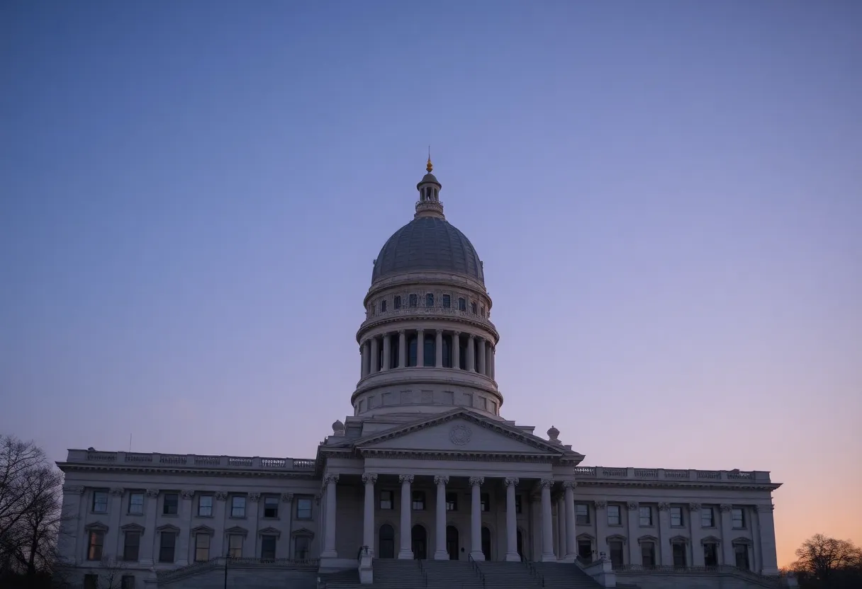 Tennessee State Capitol building at dusk