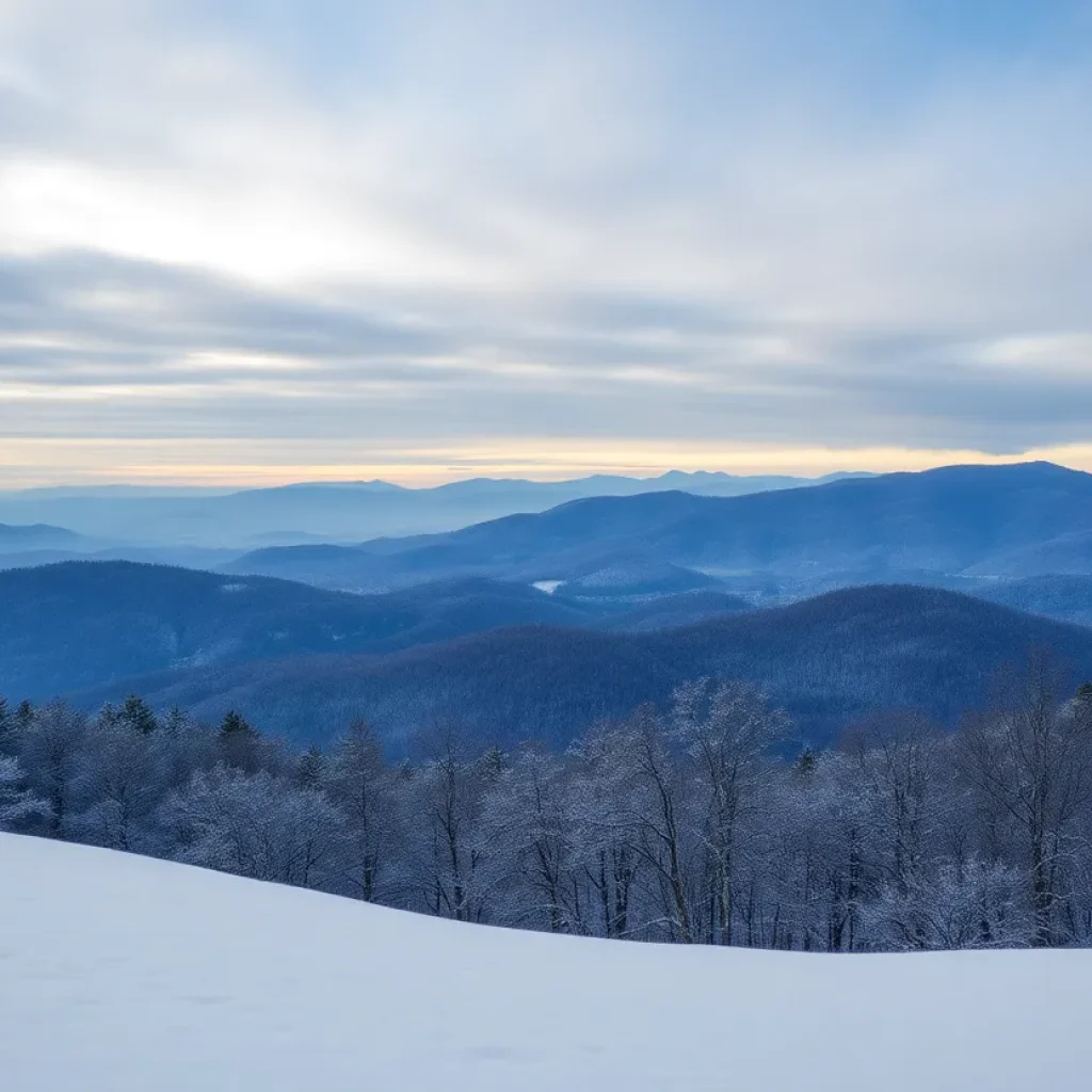 Snowy landscape of Tennessee in winter