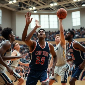 Vanderbilt basketball players in action during a game against Tennessee Volunteers