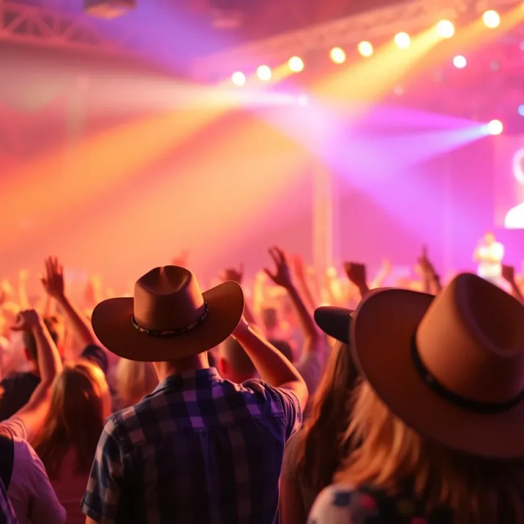 Crowd enjoying a vibrant country music concert