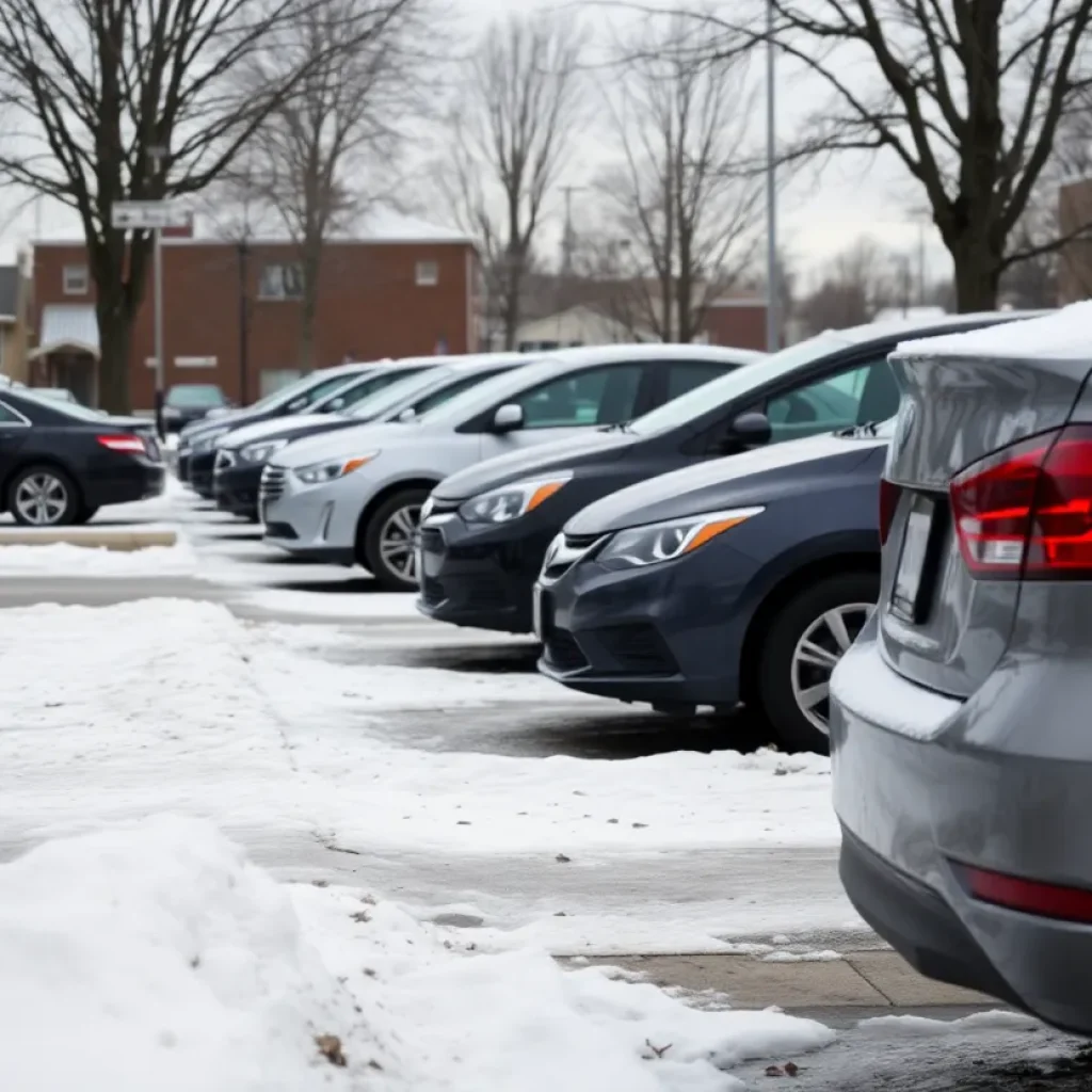 A street in East Nashville with parked cars during winter.