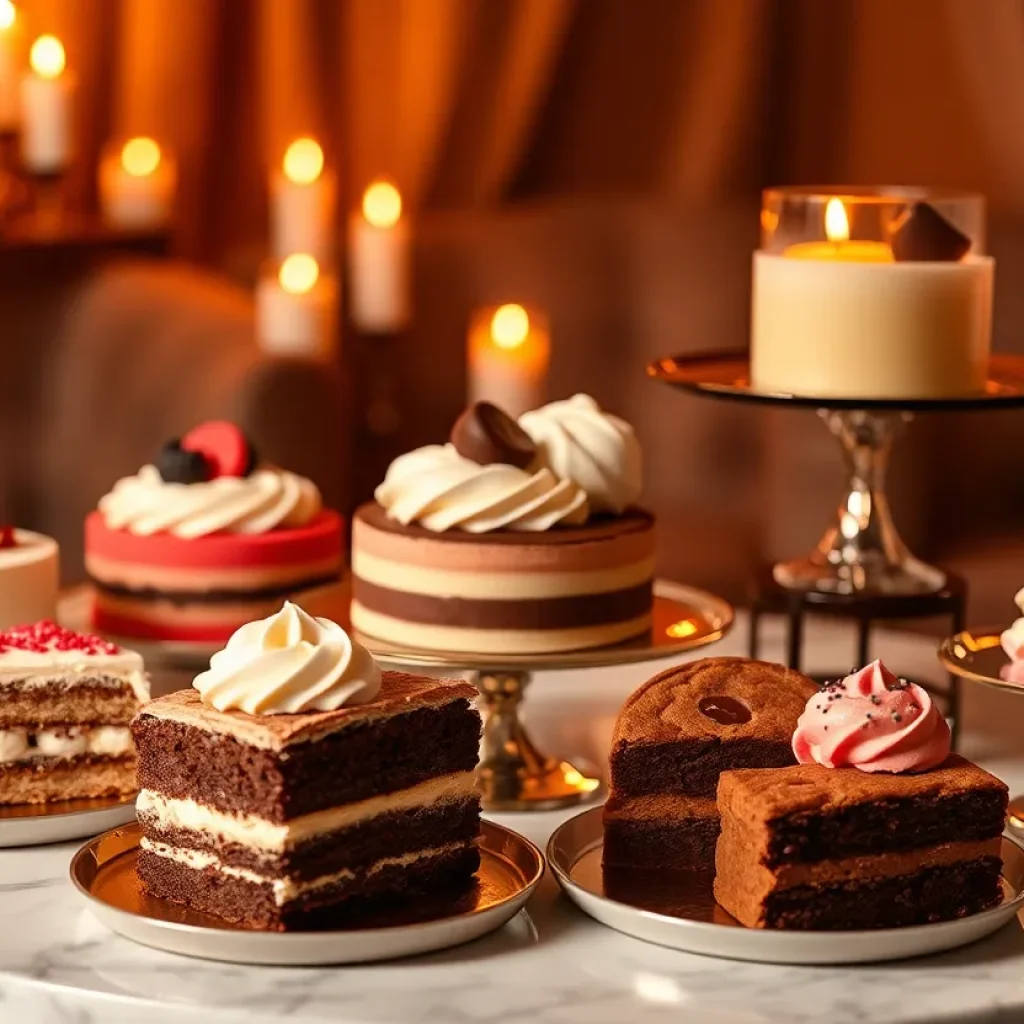 Delicious desserts displayed at a romantic Nashville lounge