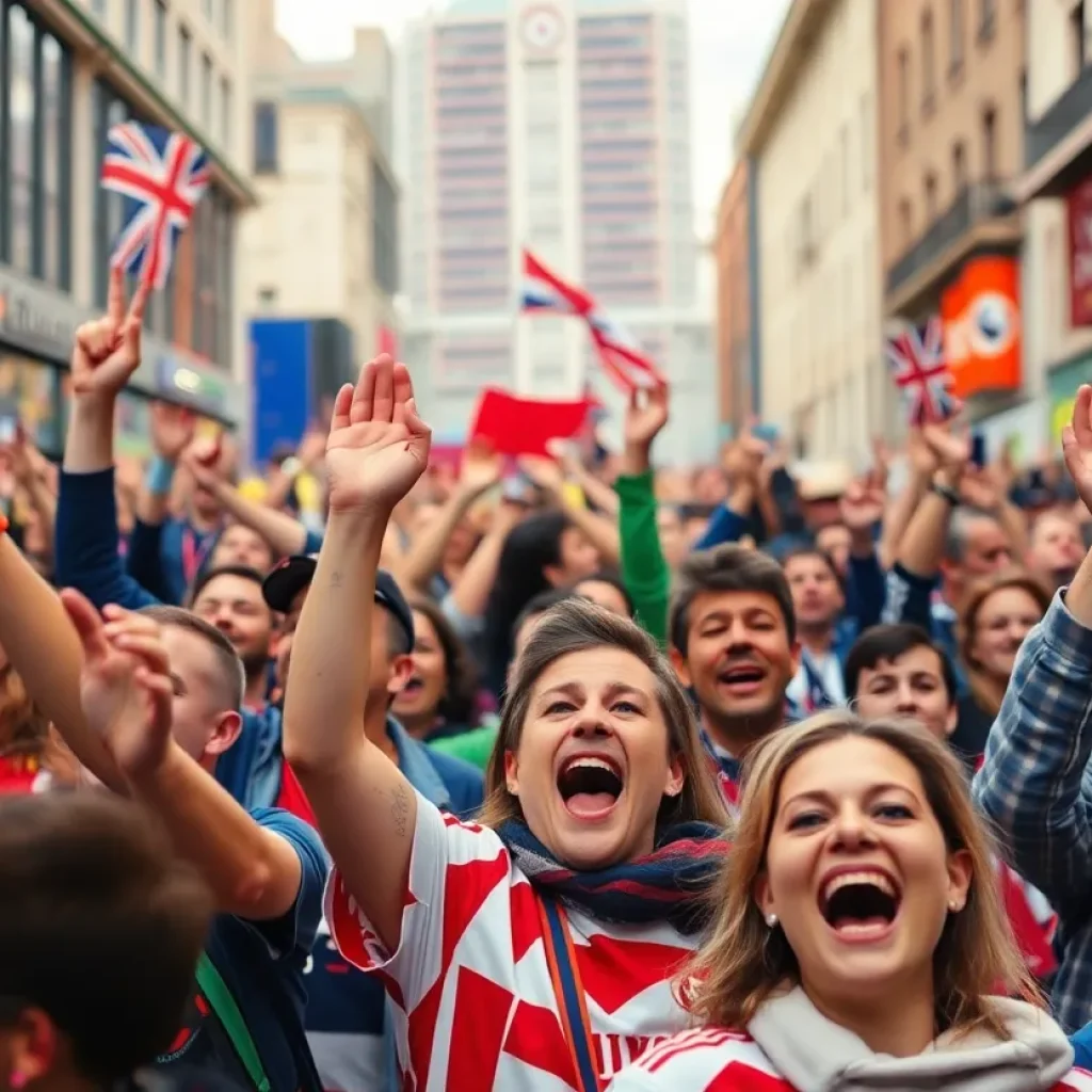 Enthusiastic Tennessee Titans fans celebrating in New Orleans