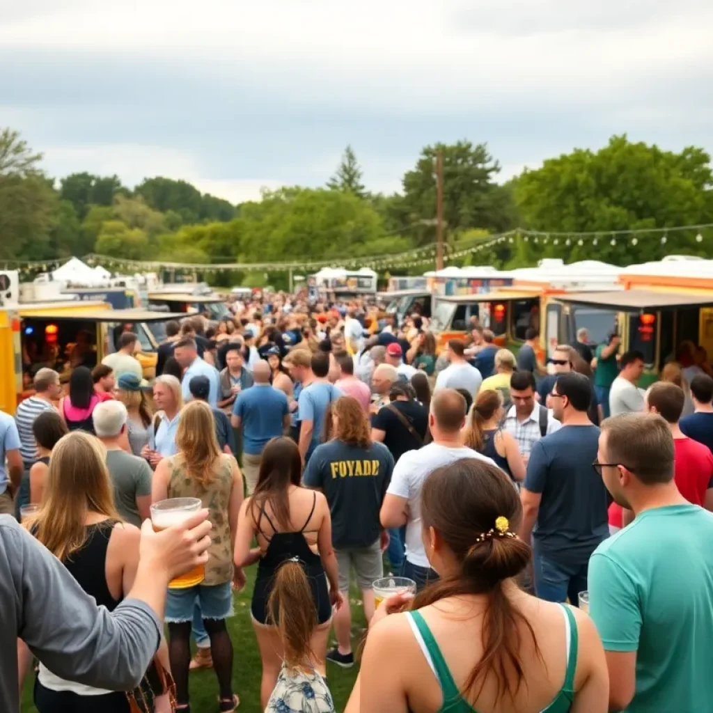 Crowd enjoying the East Nashville Beer Festival with craft beers and food trucks