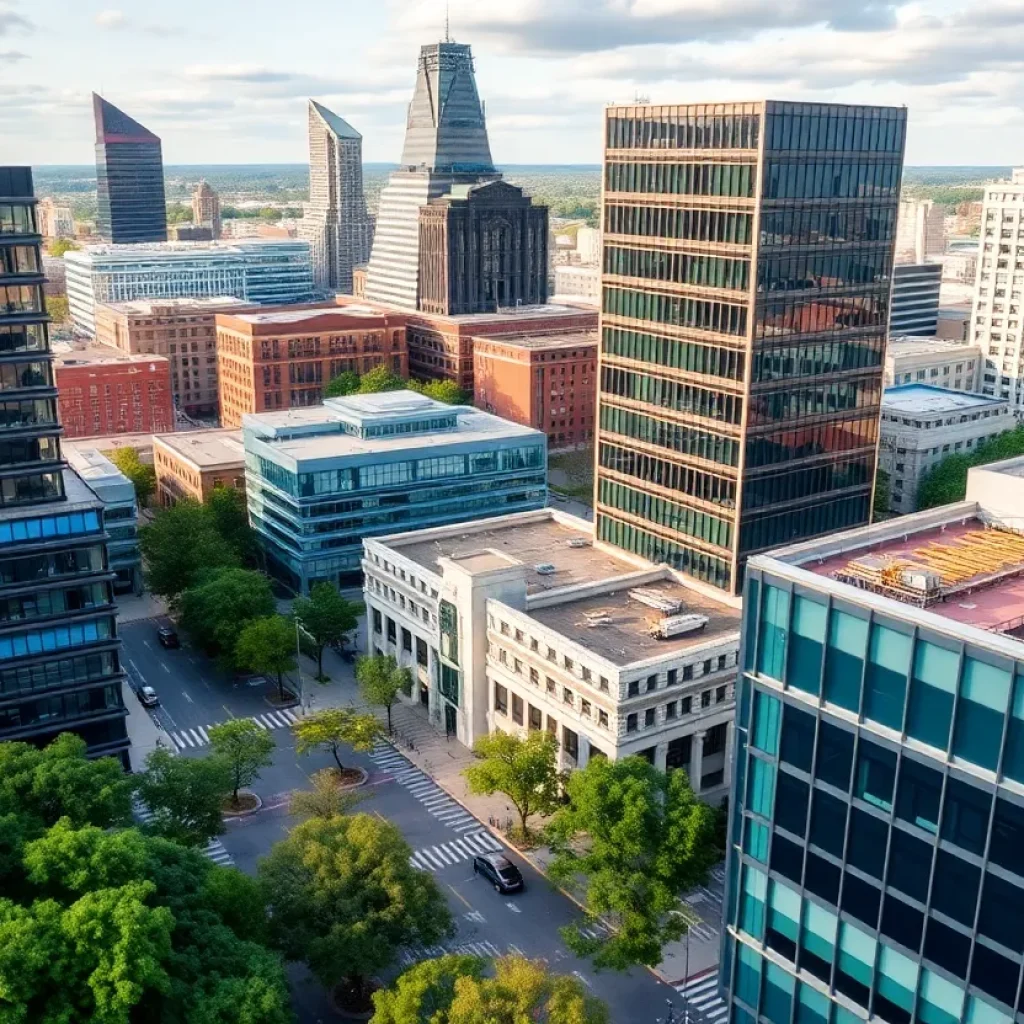 Modern office buildings in Nashville city center.