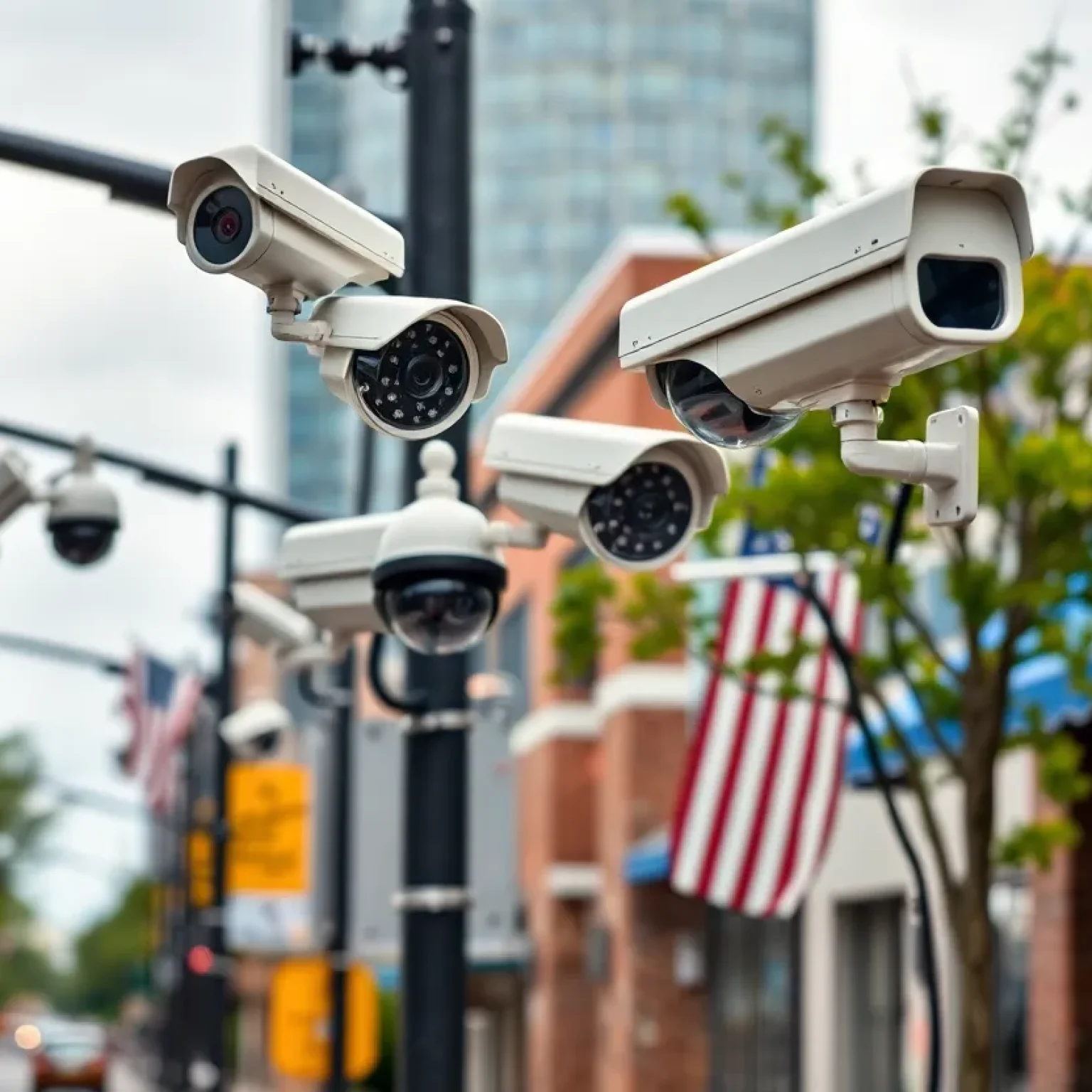 Public surveillance cameras in Nashville urban setting