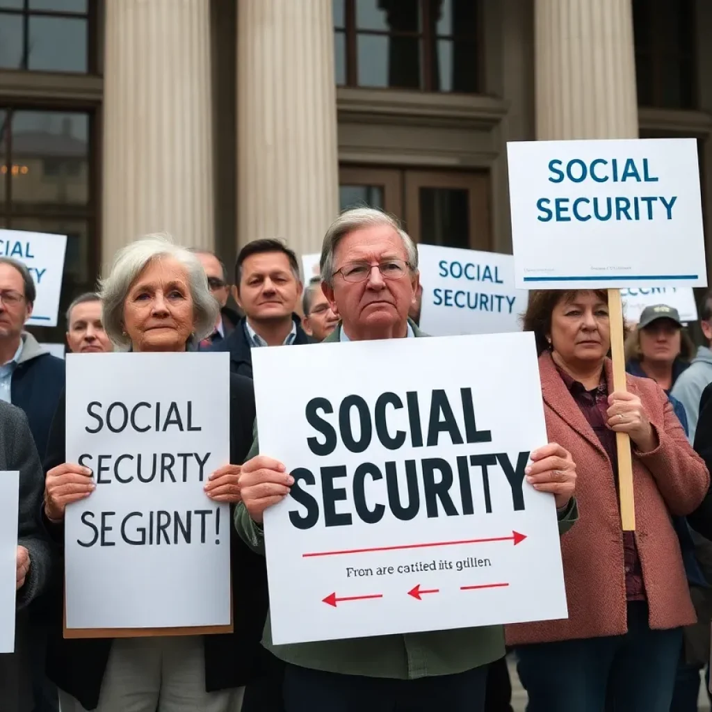 Residents of Nashville protesting outside the Social Security Office