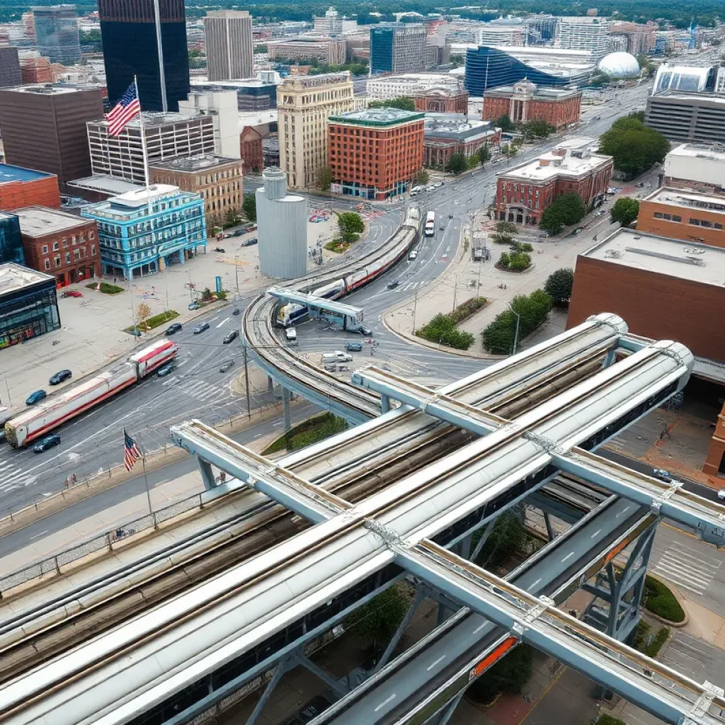 Aerial view of Nashville's urban transportation network