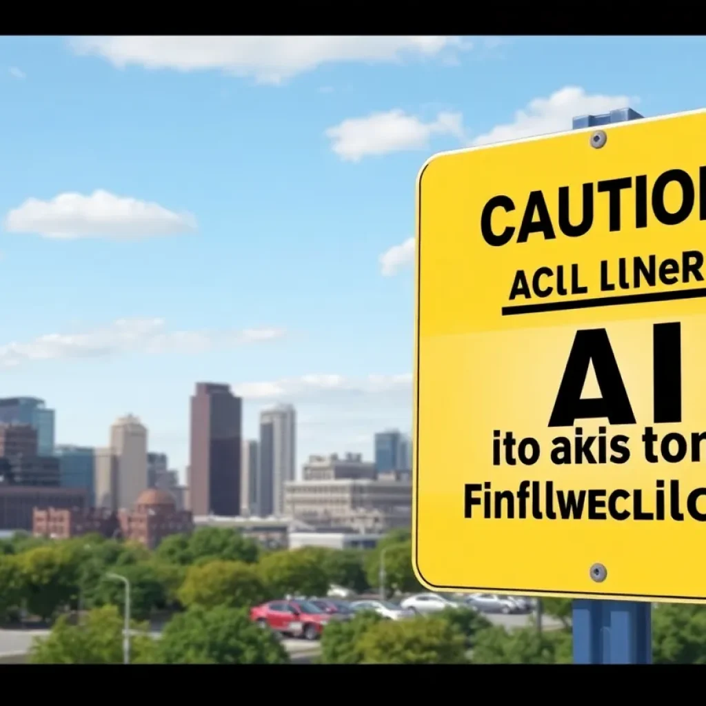 Caution sign about AI technology in Nashville