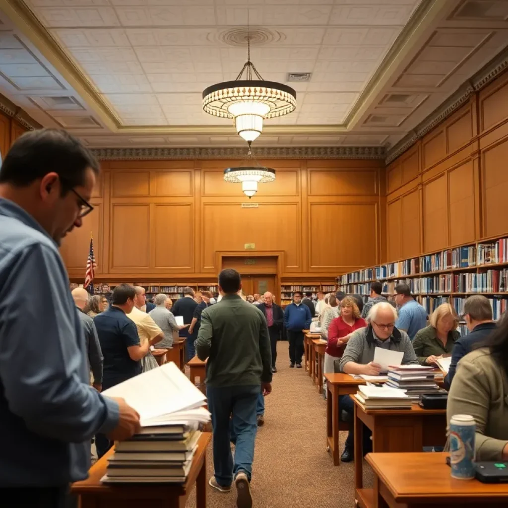 People at Tennessee State Library preparing for REAL ID applications