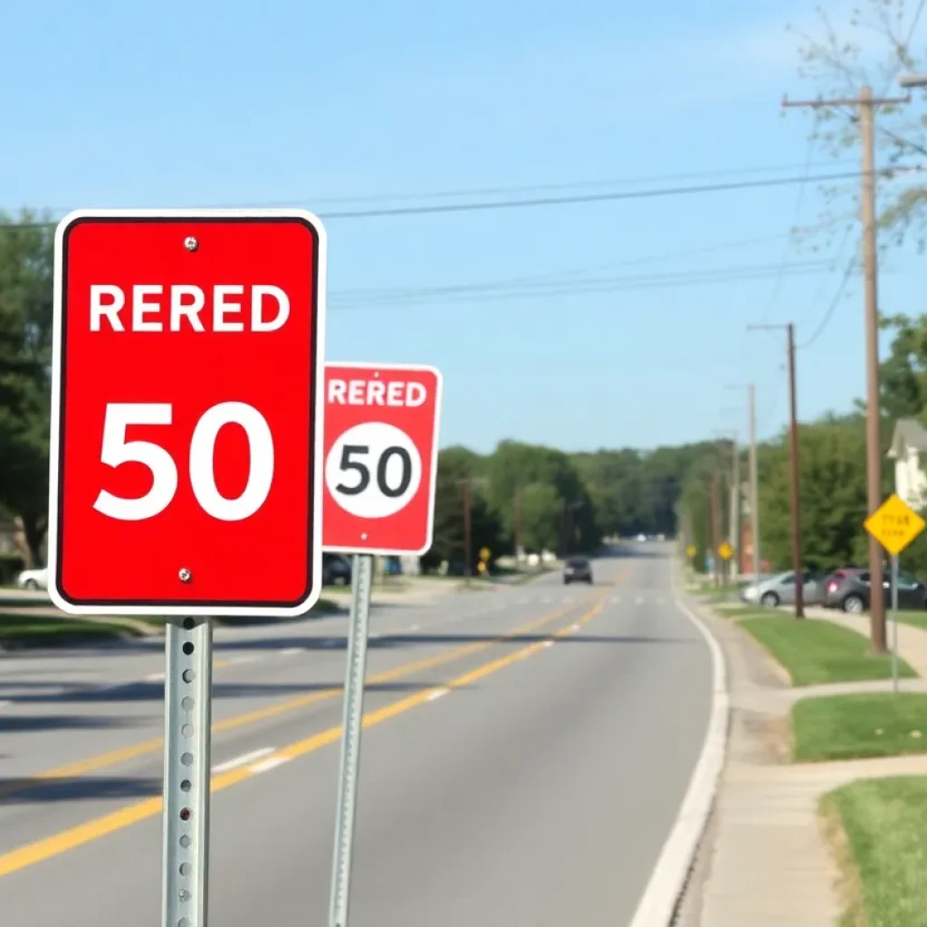 Speed limit signage on Whites Creek Pike in Nashville